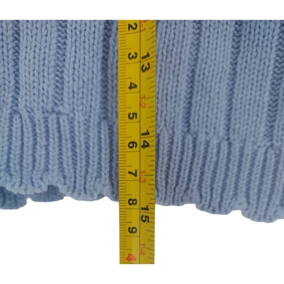 Art Class Blue Ribbed V Neck Long Sleeve Button Up Cardigan Sweater, L(10/12). - Picture 7 of 7